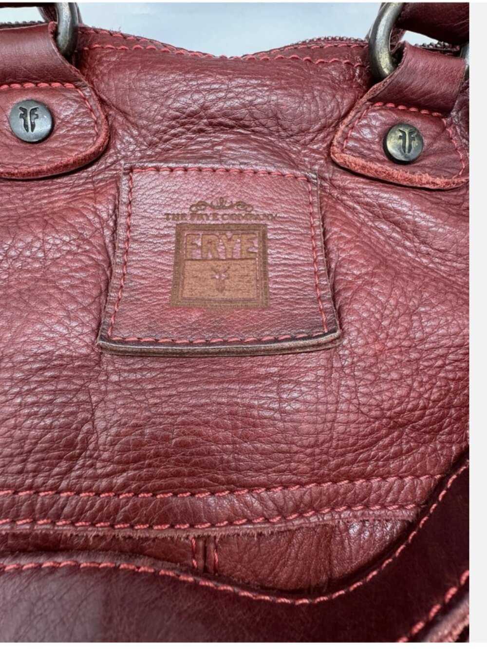 FRYE Brooke Fold Over Crossbody Handbag Purse in burnt red - Picture 6 of 8